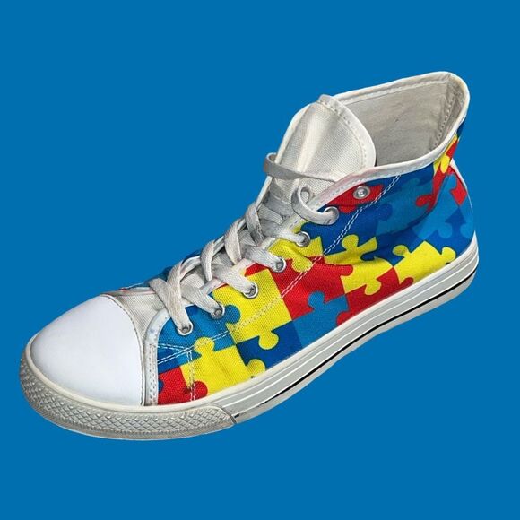 Unisex Autism Awareness V2 Canvas Hi Top Sneakers Size M8 W9 - Picture 9 of 10